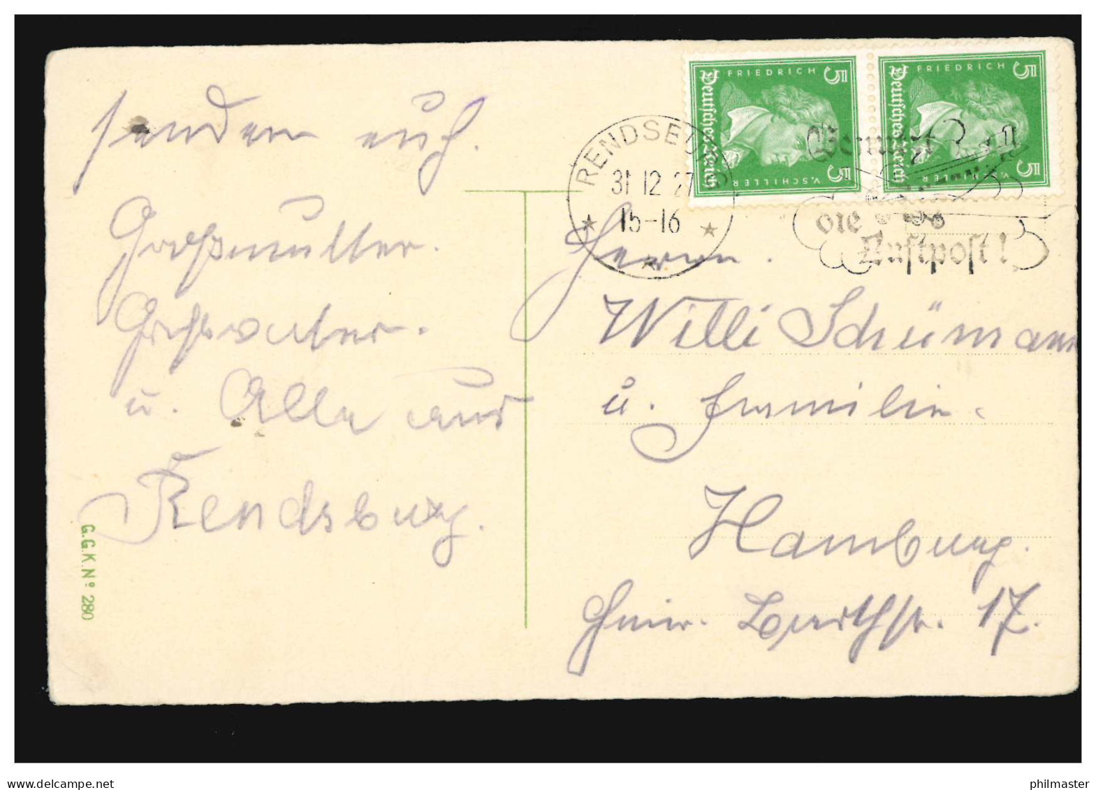 Ansichtskarte Neujahr Waldlichtung Mit Rehen, RENSBURG 31.12.1927 - Año Nuevo