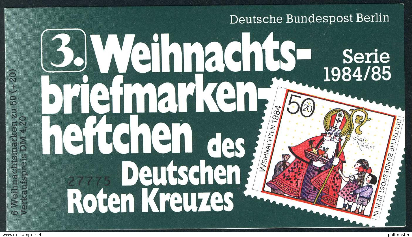 DRK/Weihnachten 1984/85 3. MH 50 Pf, 6x729, ESSt Berlin - Booklets