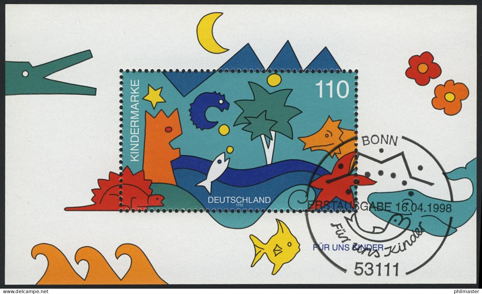 Block 42 Für Uns Kinder - Meerestiere 1998, ESSt Bonn - Used Stamps