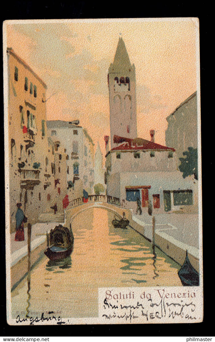 AK Italien: Gruss Aus Venedig Mit Gondeln, AUGSBURG 19.2.1902 Nach HAMBURG 20.2. - Sonstige & Ohne Zuordnung