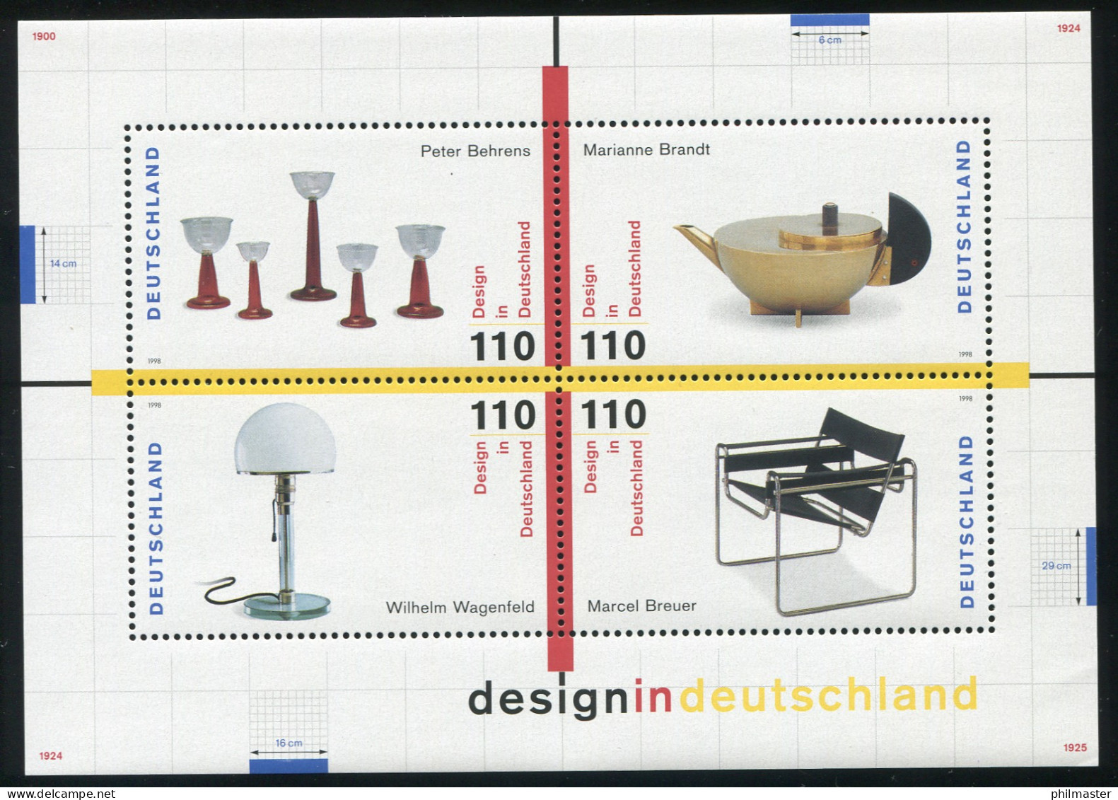 Block 45 Design 1998: Roter Kreis Im Schwarzen Kannengriff Bei MICHEL 2002, ** - Variétés Et Curiosités