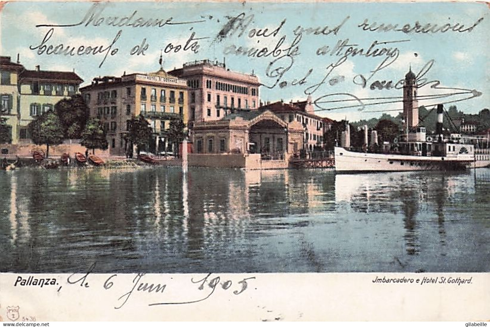 PALLANZA - Imbarcadero E Hotel St Gothard - 1905 - Verbania