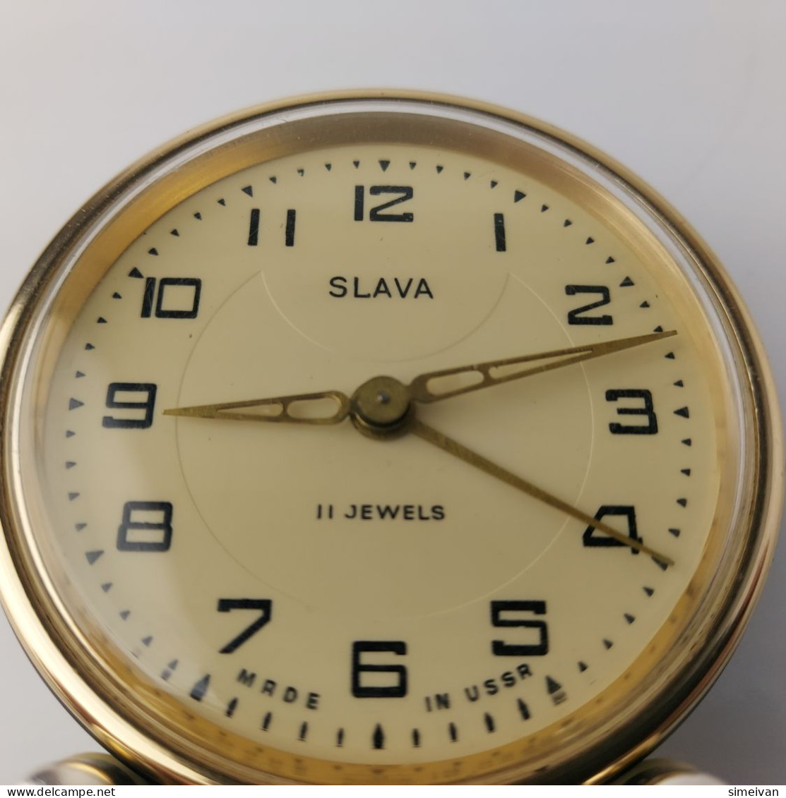 Vintage Mechanical Alarm Clock Slava 11 Jewels Russian Russia Soviet USSR  #5557