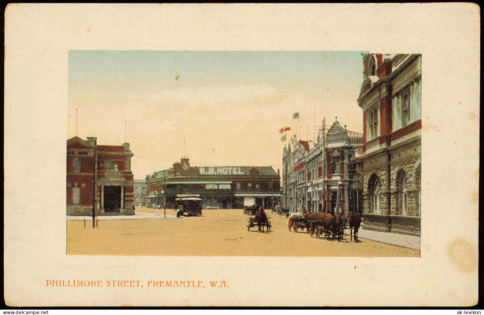 Postcard Fremantle-Perth Phillimore Street 1909 - Other & Unclassified