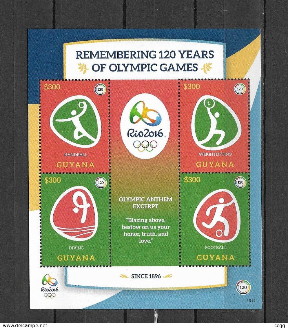 Olympische Spelen 2016 , Guyana - Blok  Postfris - Verano 2016: Rio De Janeiro