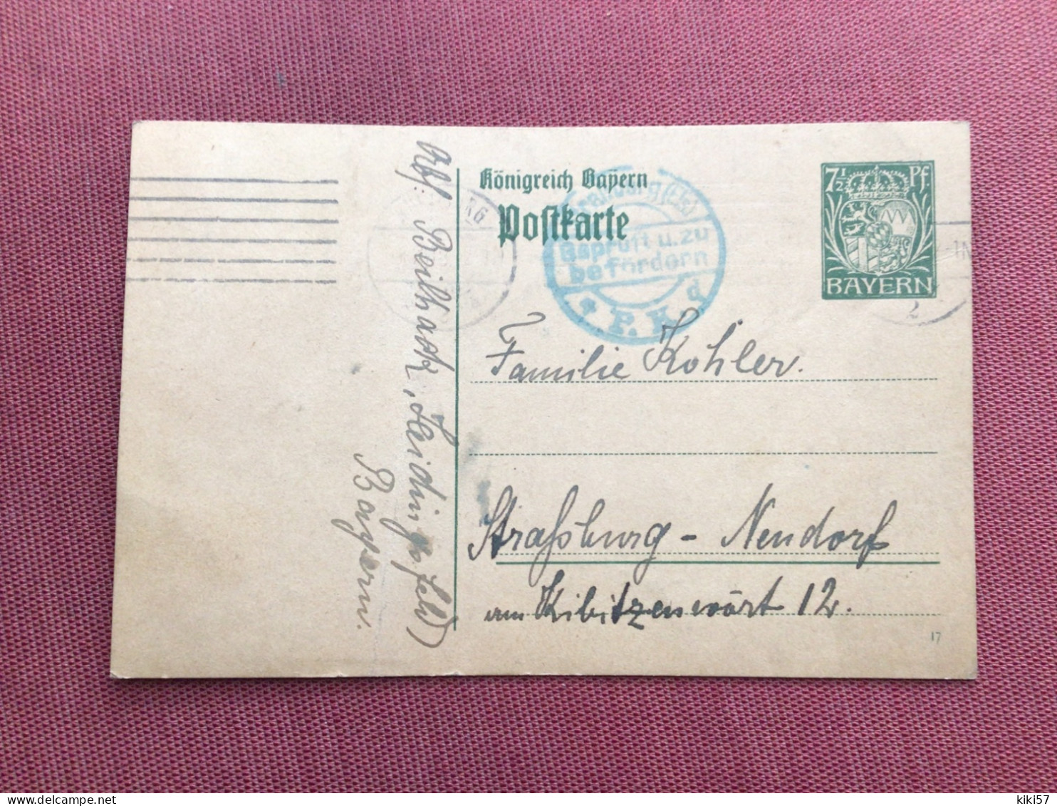 ALLEMAGNE BAYERN Carte Pour STRASBOURG 1918 - Covers & Documents