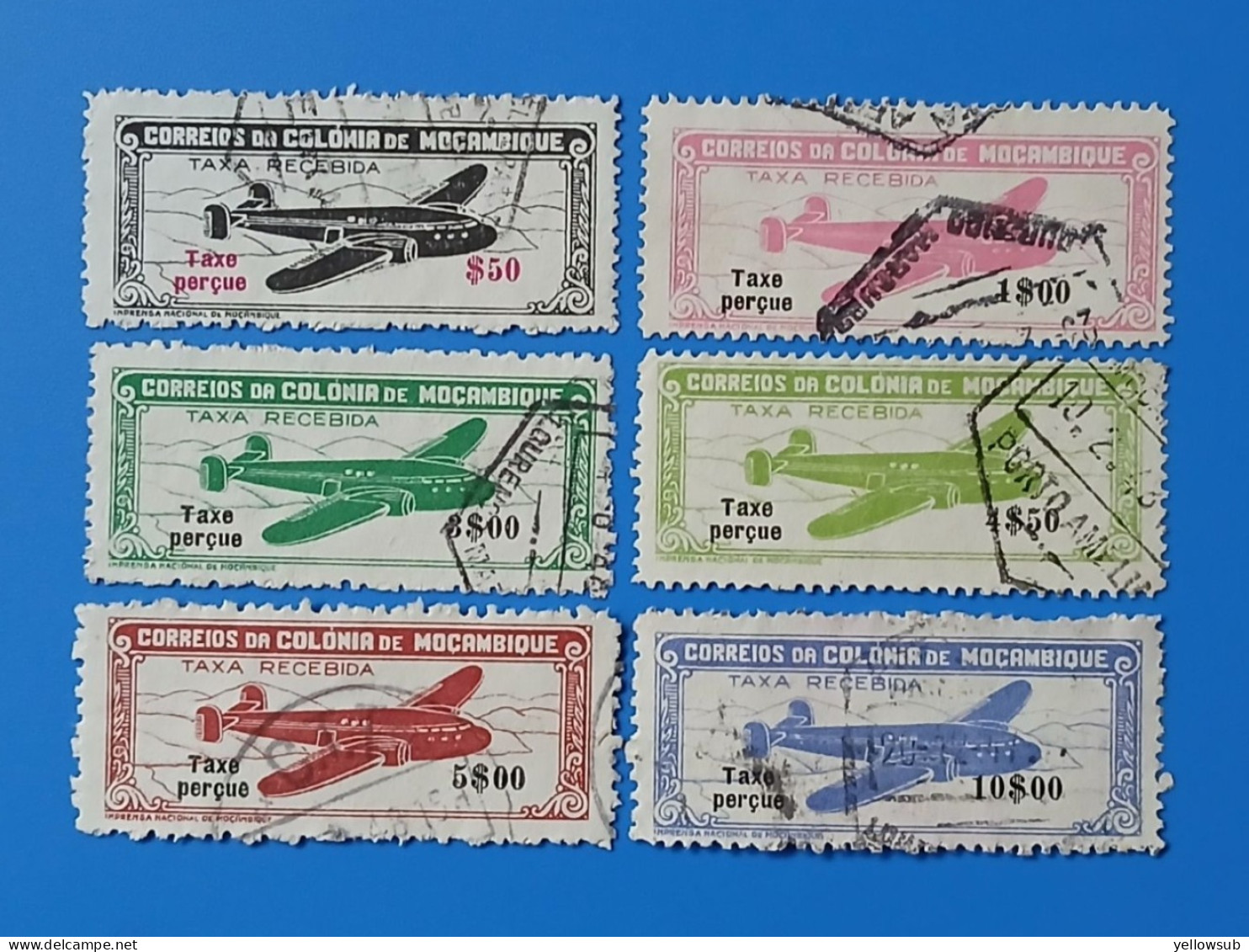 1947 - PA - Mundifil 16 à 21 / Yvert 17 à 22. Oblitérés - Mozambique