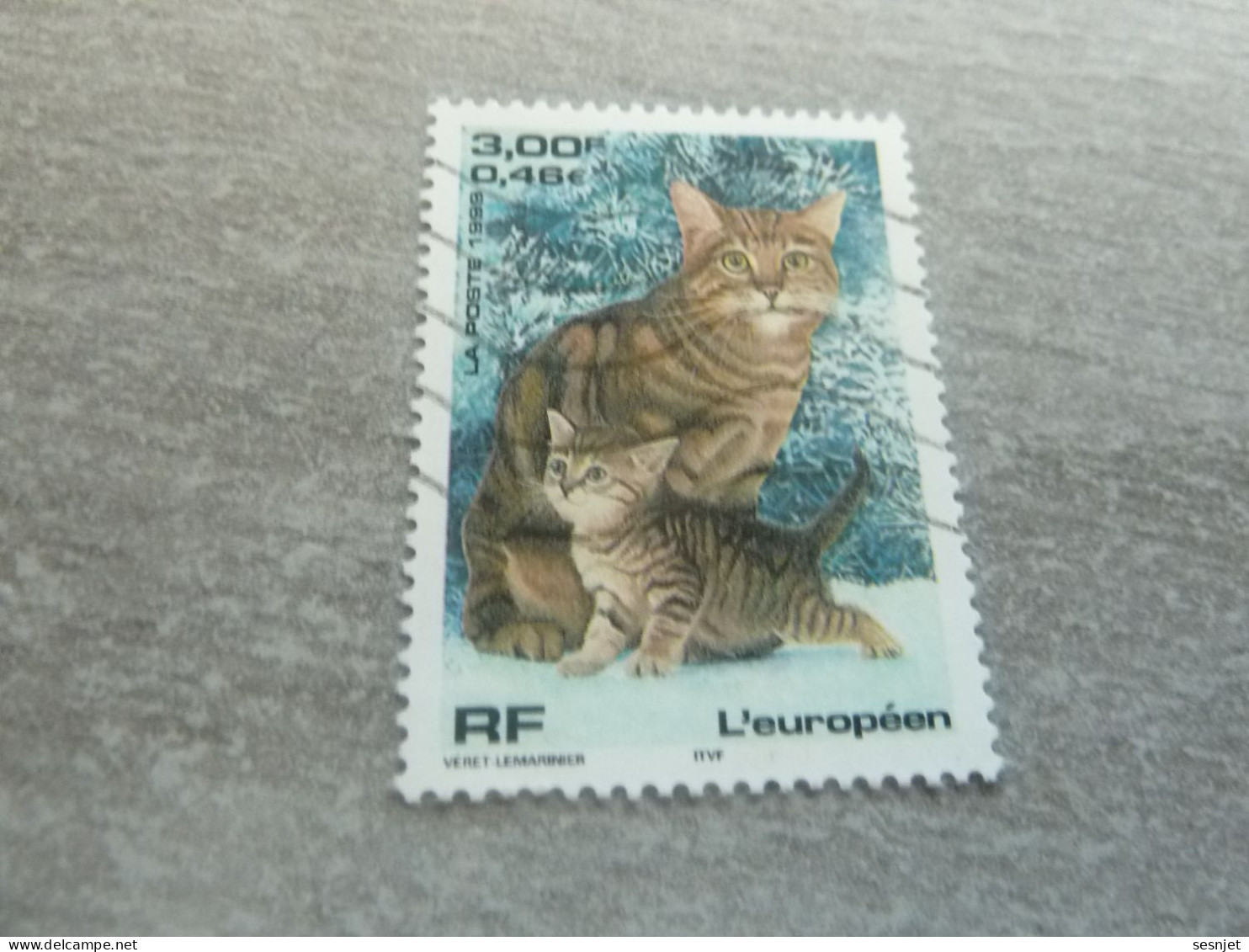 L'Européen - Nature De France - 3f. (0.46€) - Yt 3284 - Multicolore - Oblitéré - Année 1999 - - Domestic Cats