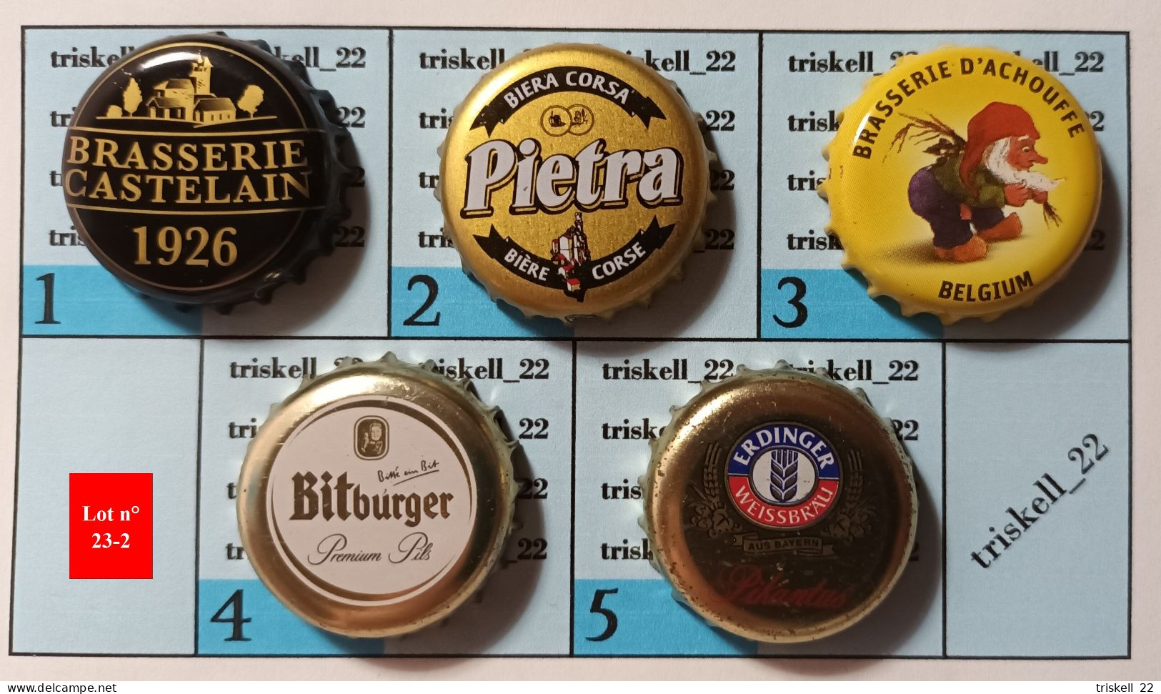 5 Capsules De Bière   Lot N° 23-2 - Cerveza