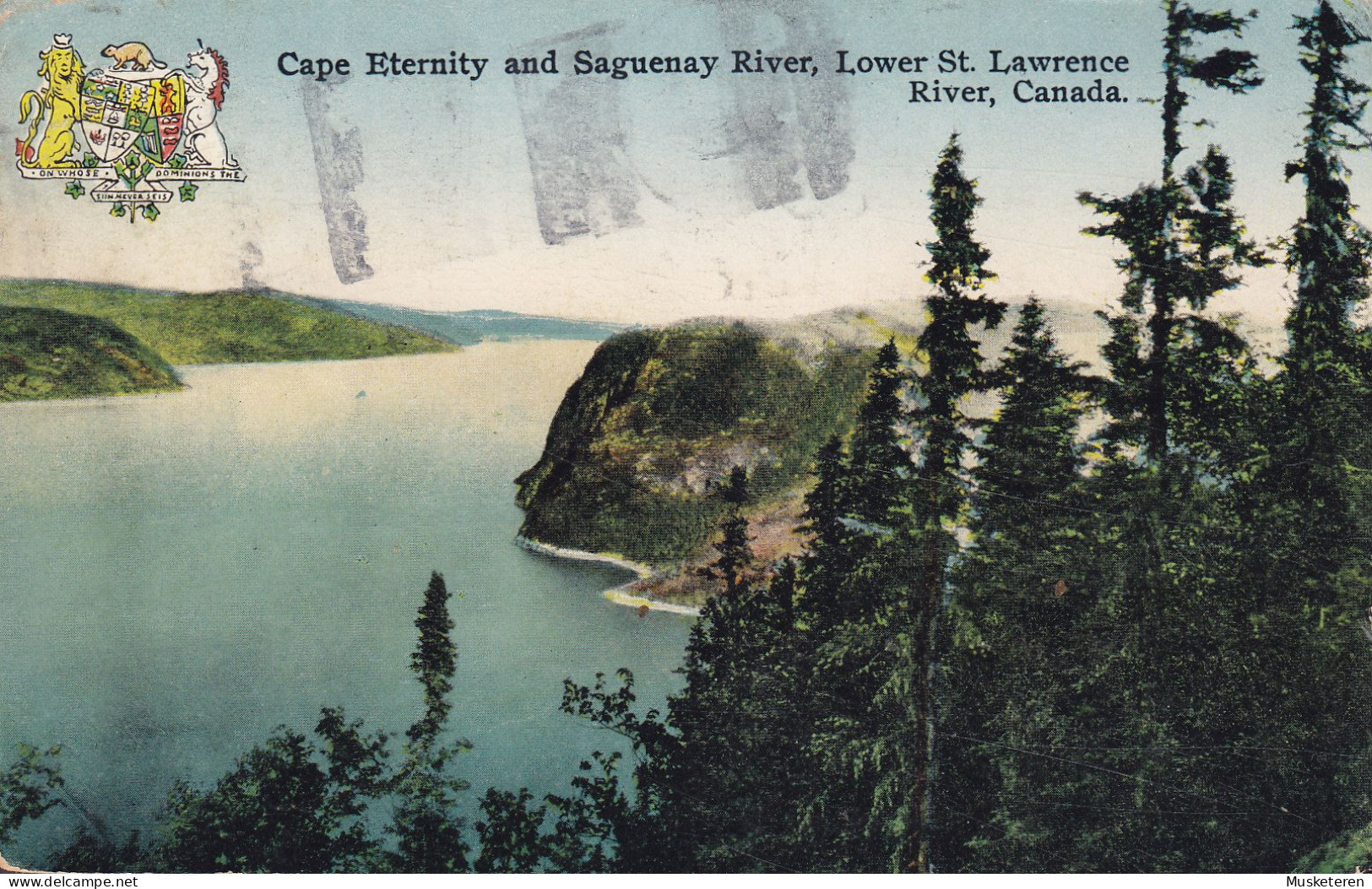 Canada CPA Cape Eternity And Saguenay River, Lower St. Lawrence River Flamme Holiday' QUEBEC 1926 3-/4-Sided Perf. Pair - Sonstige & Ohne Zuordnung