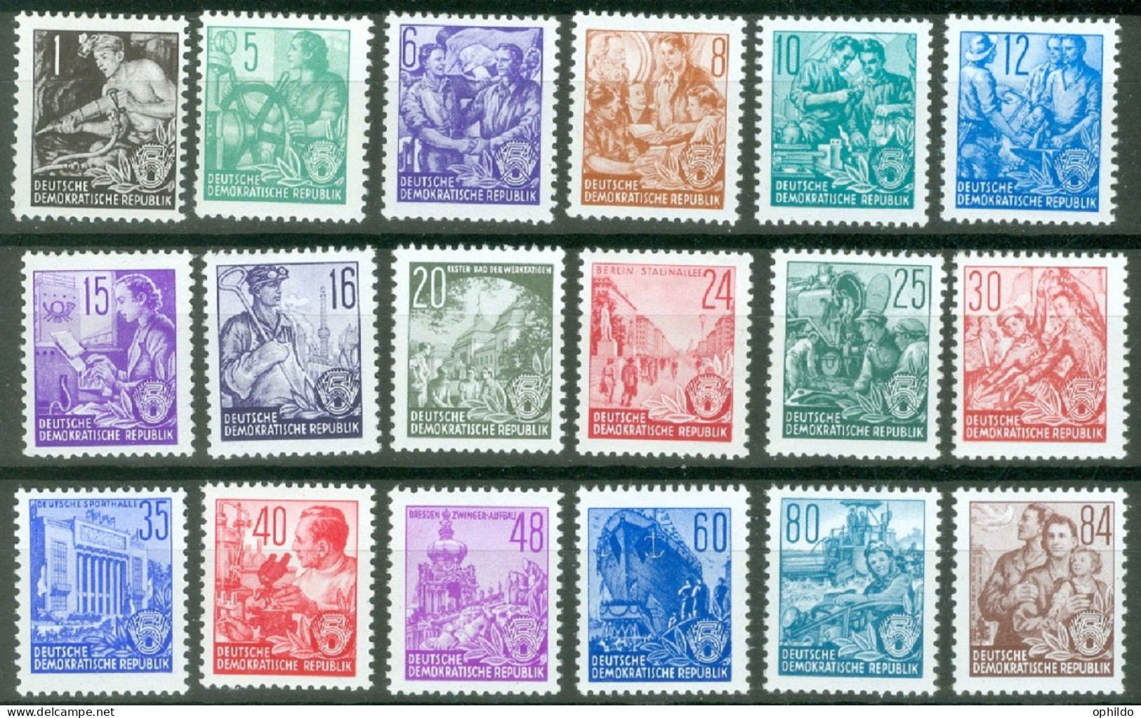 DDR   Yvert  117/134  * *  TB  - Unused Stamps