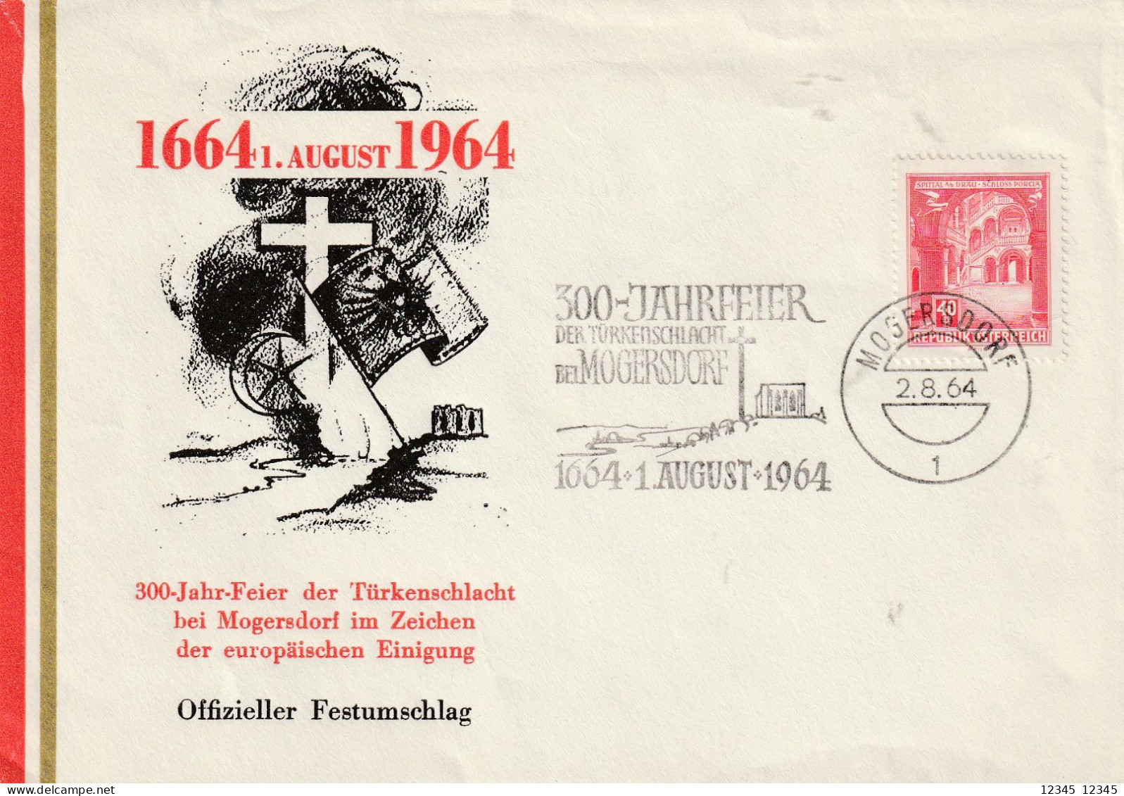 Oostenrijk 1964, Letter Unused, 300th Year Celebration Of The Turkish Battle Near Mogersdorf - Briefe U. Dokumente