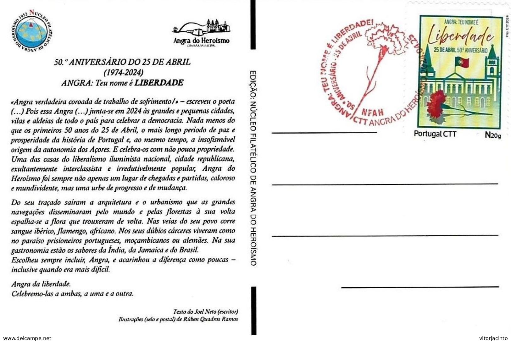 PORTUGAL - Commemorative Postmark, Postcard  And Personalised Stamp - Freedom - 50 Years Of 25 April 1974 - Lettres & Documents