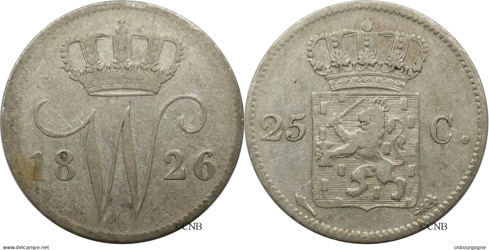 Pays-Bas - Royaume-Uni - Guillaume Ier - 25 Cents 1826 - TTB/XF40 - Mon5705 - 1815-1840: Willem I