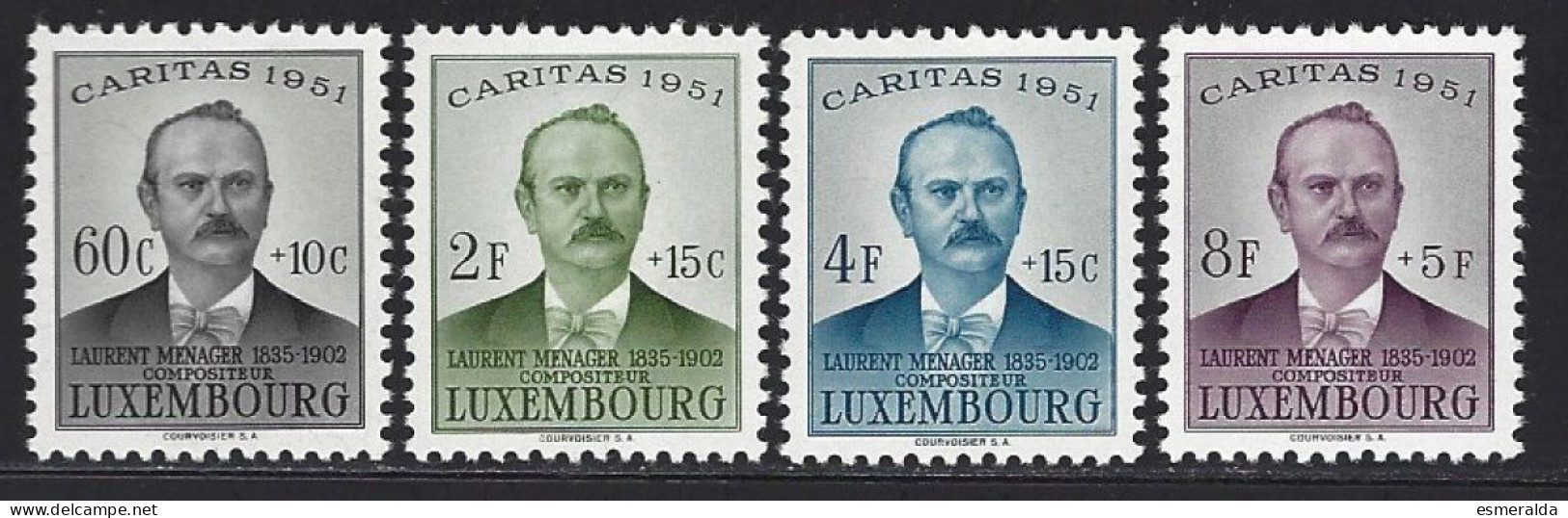 Luxembourg Yv 449/52, Caritas 1951,Laurent Ménager,compositeur.  **/mnh - Unused Stamps