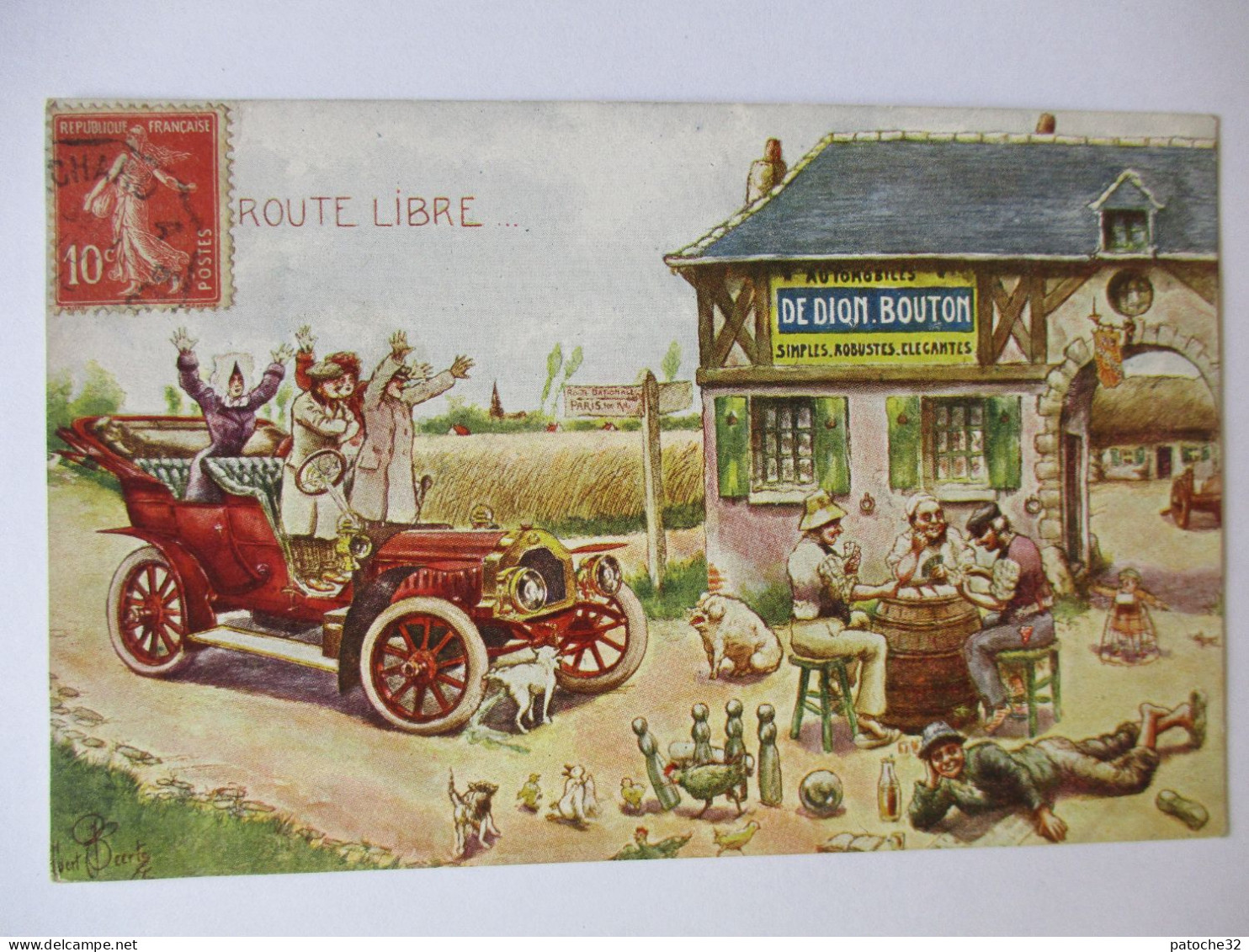 Cpa...automobile De Dion-Bouton...la Route Libre...illustrateur Beerts Albert...1910...animée... - Beerts, Albert