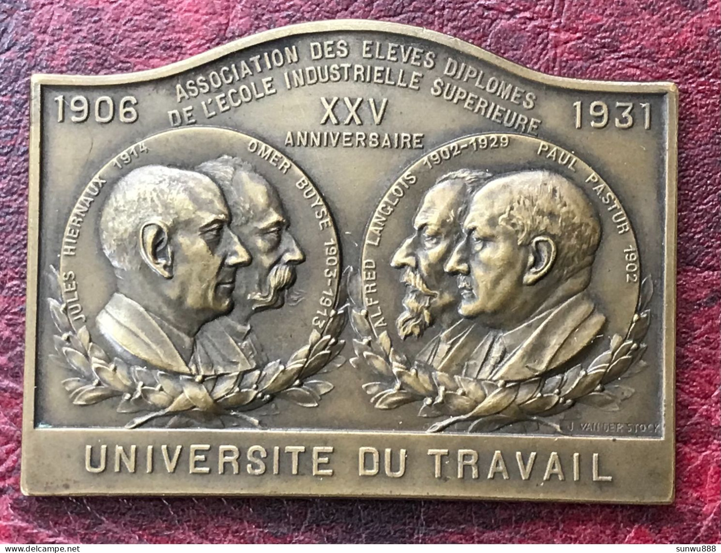 Université Du Travail 1906-1931 J. Van Der Stock (Rare, Superbe Gravure) - Other & Unclassified
