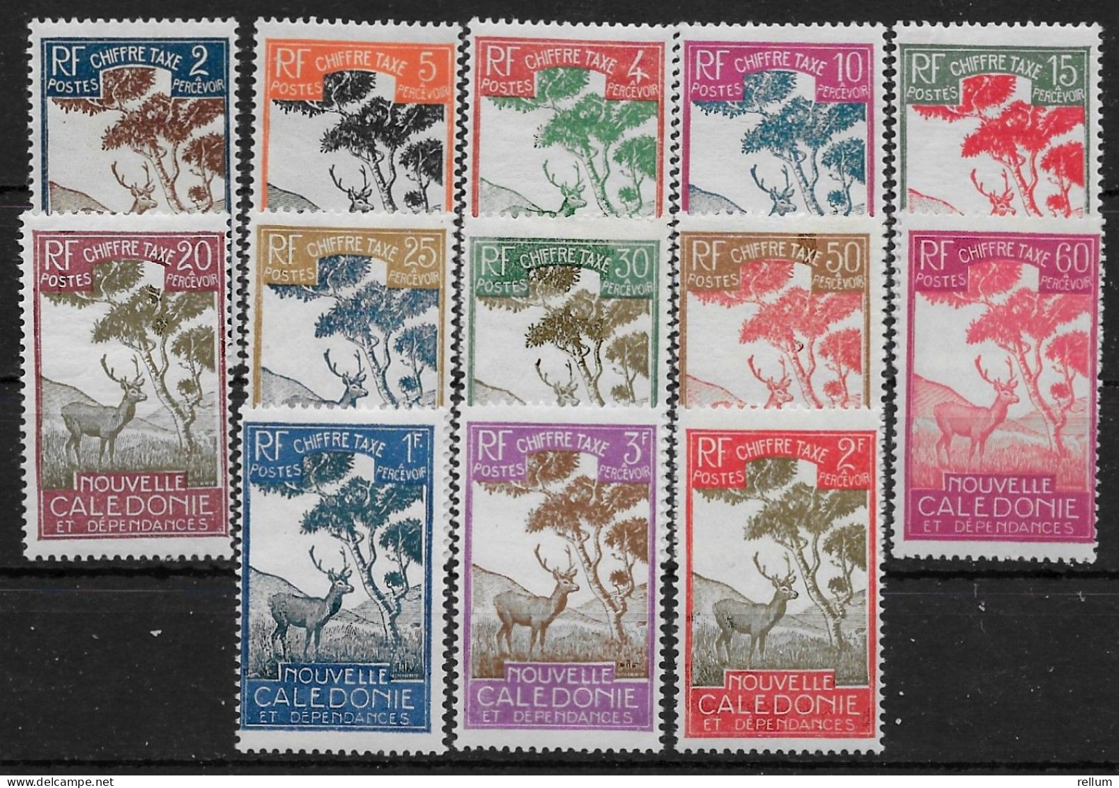Nouvelle Calédonie 1928 Timbres Taxe - Yvert Et Tellier Nr. 26/38 - Michel Nr. Portomarken 19/31 * - Portomarken