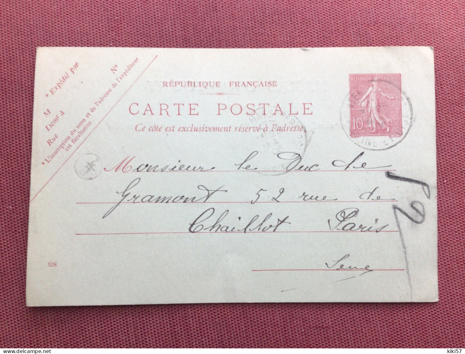 FRANCE Carte Du Haras D’AINCOURT Pour Le Duc De GRAMONT 1906 - Covers & Documents