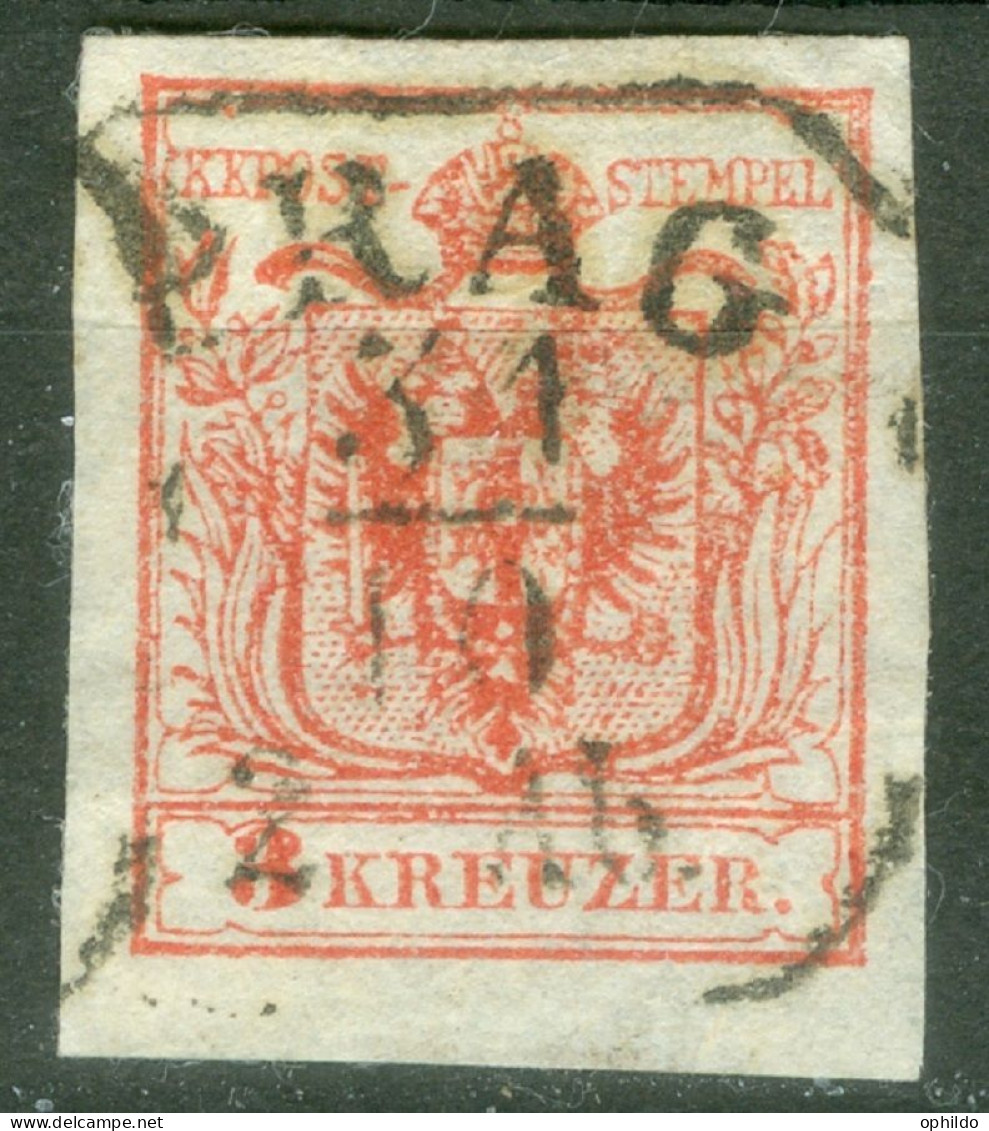 Autriche  Yv 3 B  Ou  Mi 3 Y  Ob TB  Obli  Prag - Used Stamps