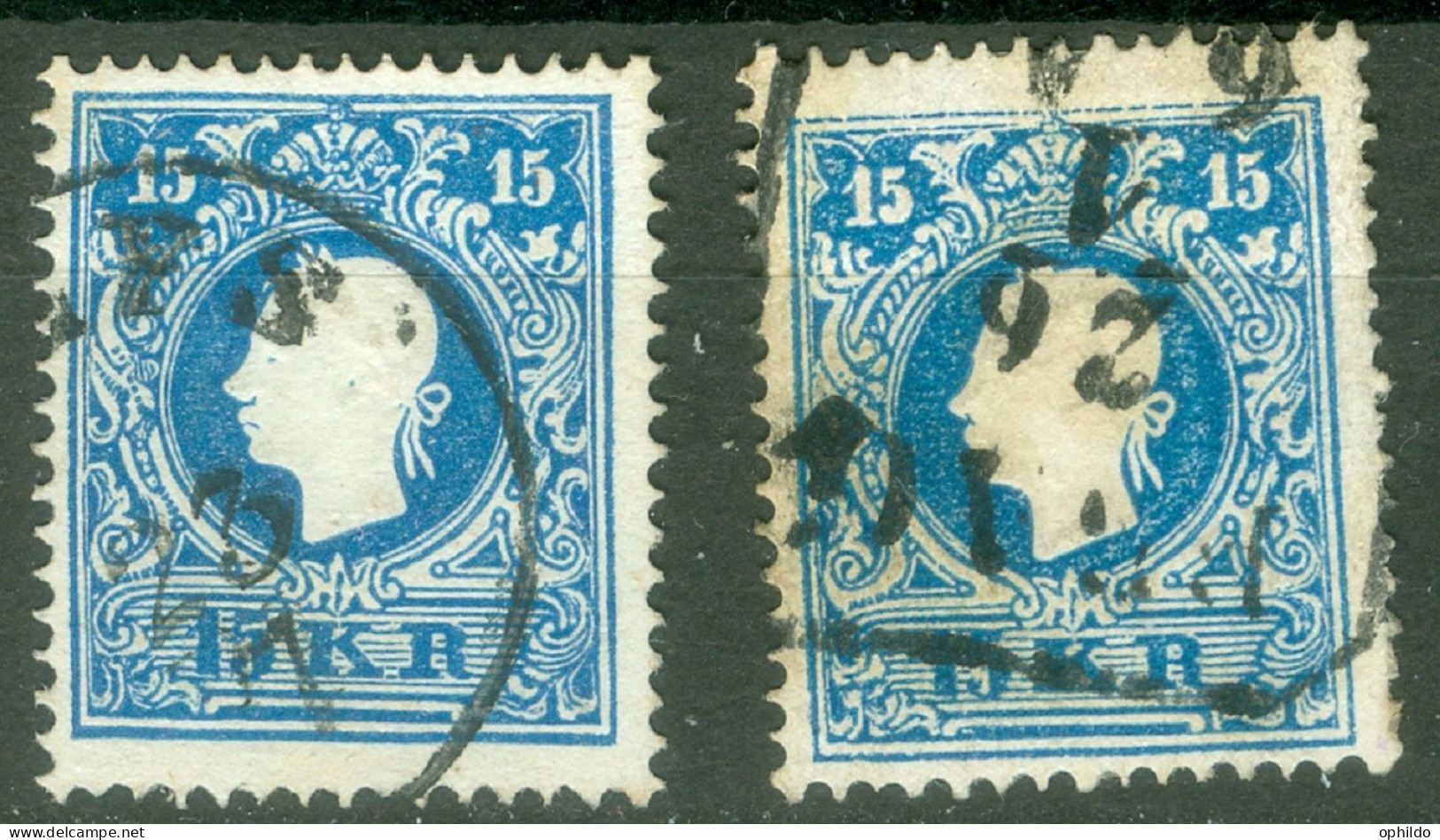 Autriche  Yv 16 Par 2   Ou  ANK 15 II Ob TB  2 Exemplaires  - Used Stamps