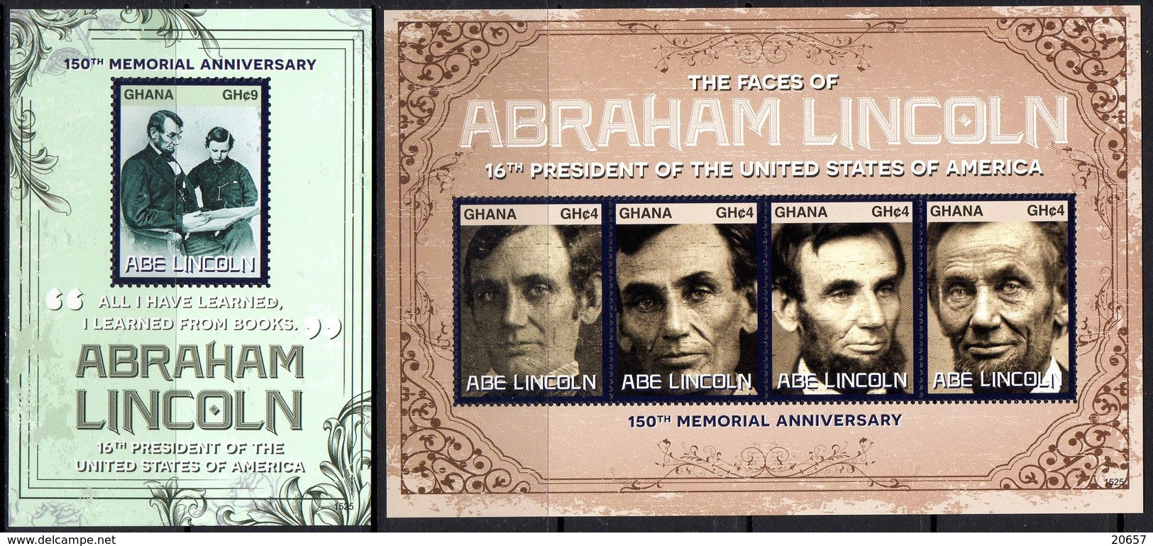 Ghana 3633/36 & Bf 540 Président Abraham Lincoln, USA, Abolition De L'esclavage, Franc-maçonnerie - Autres & Non Classés
