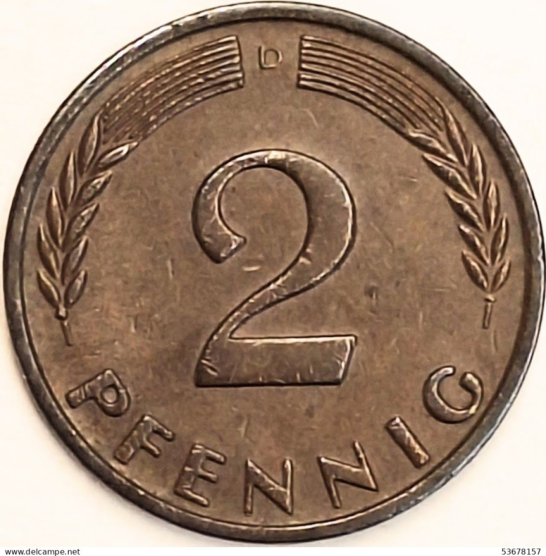 Germany Federal Republic - 2 Pfennig 1961 D, KM# 106 (#4512) - 2 Pfennig