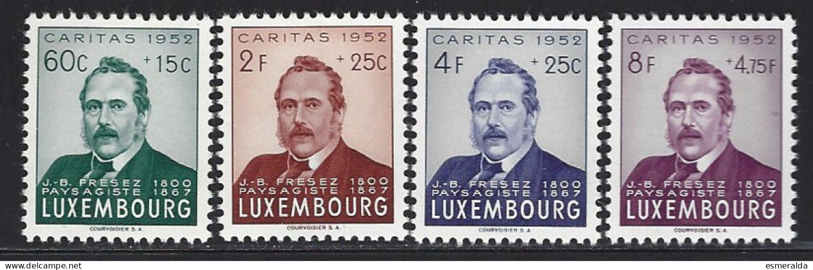 Luxembourg Yv 461/4, Caritas 1952,J.B.Fresez,paysagiste.  **/mnh - Unused Stamps