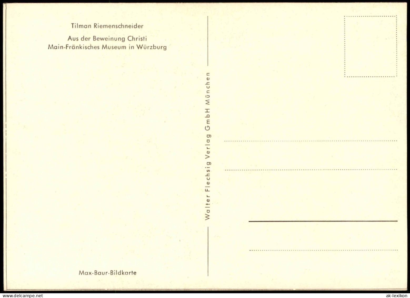 Tilman Riemenschneider Aus Der Beweinung Christi Max-Baur-Bildkarte 1960 - Sonstige & Ohne Zuordnung