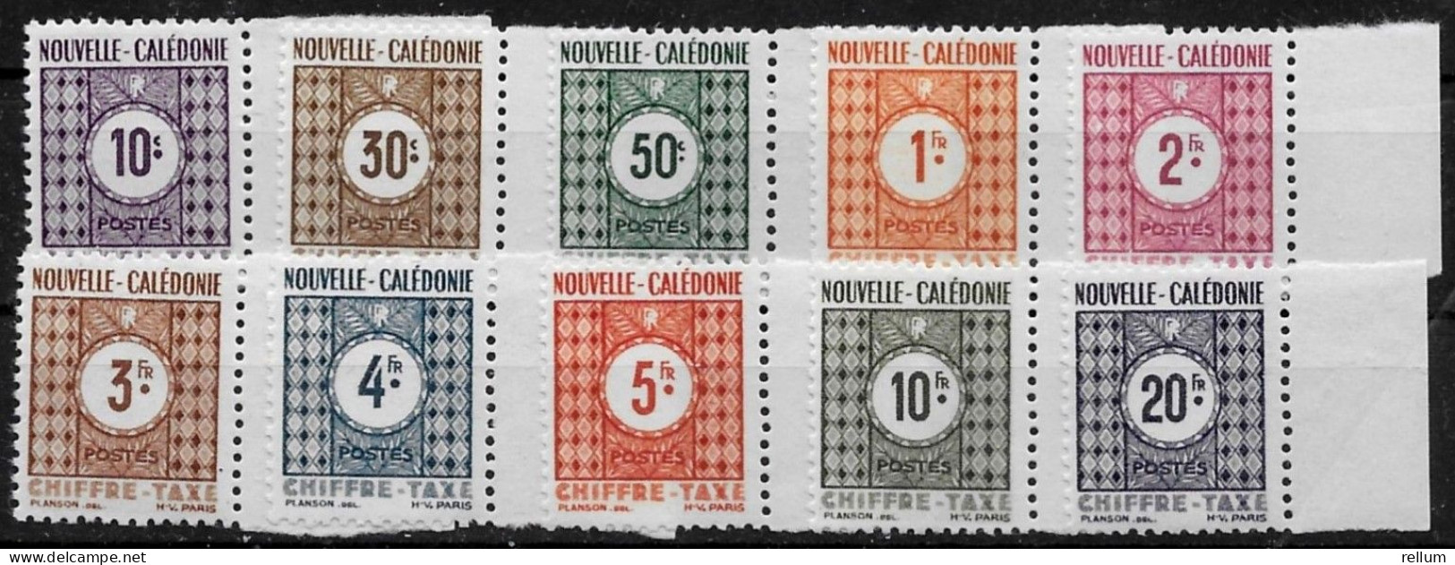 Nouvelle Calédonie 1948 Timbres Taxe Bdf. - Yvert Et Tellier Nr. 39/48 - Michel Nr. Portomarken 32/41 ** - Portomarken