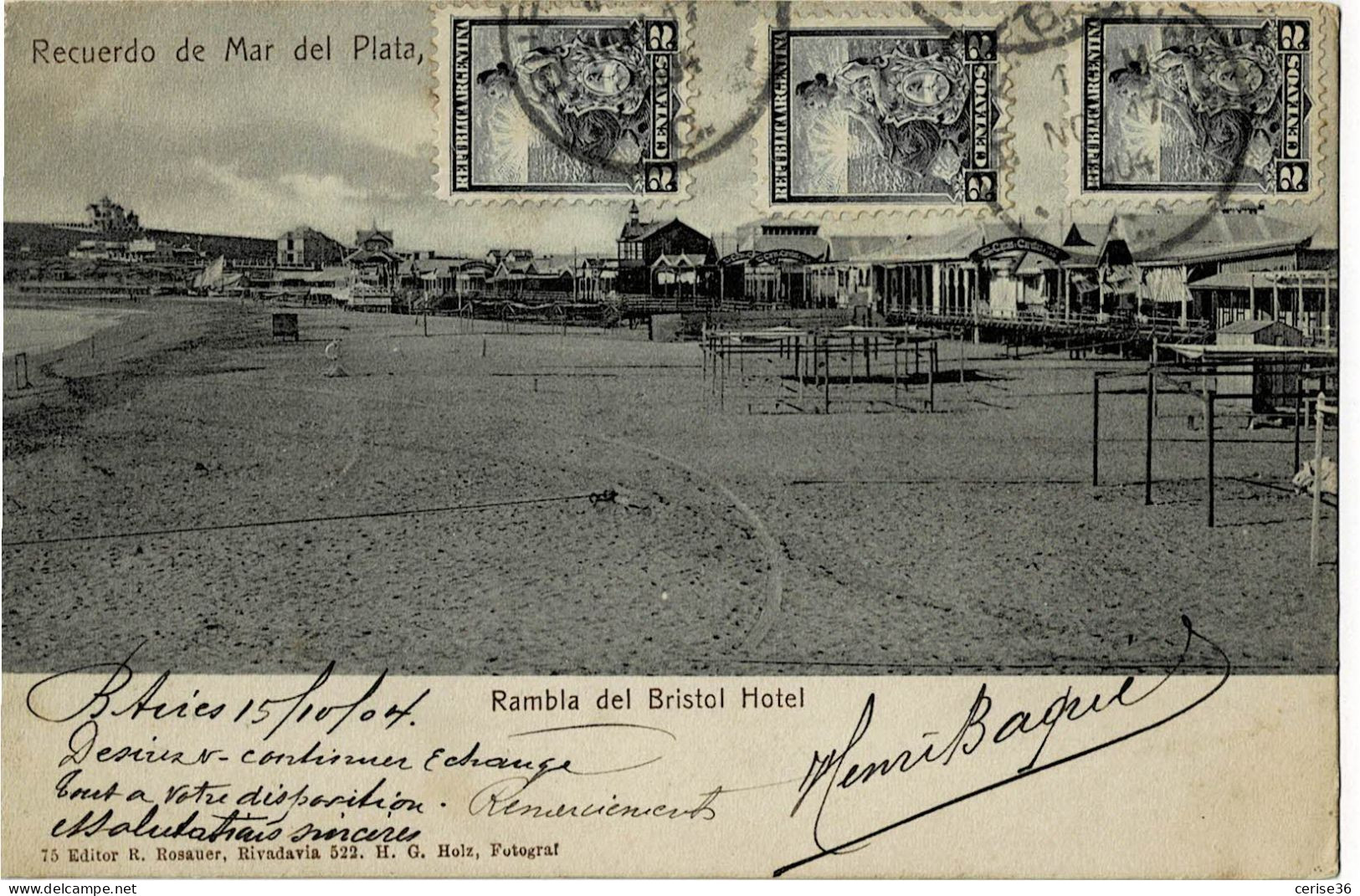 Recuerdo De Mar Del Plata Rambla Del Bristol Hotel Circulée En 1904 - Argentinien