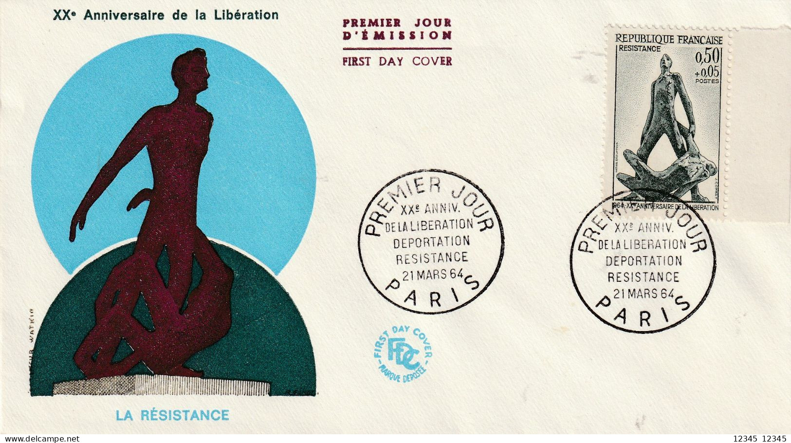 Frankrijk 1964, FDC Unused, 20th Anniversary Of The Liberation. - 1960-1969