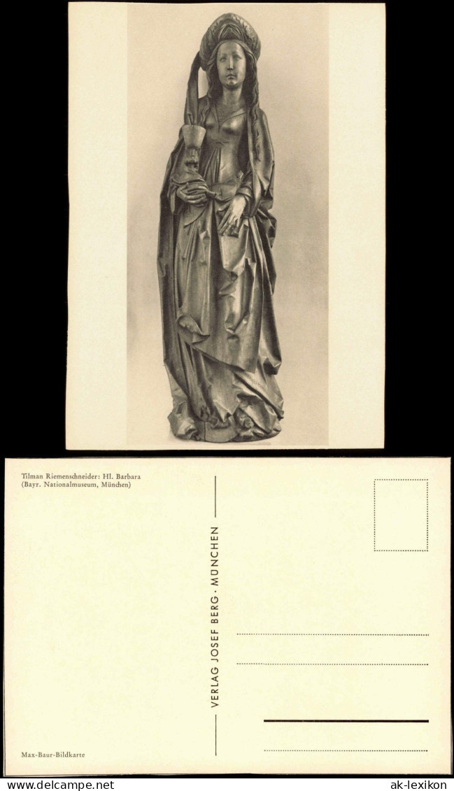 Ansichtskarte  Tilman Riemenschneider: Hl. Barbara, Max-Baur-Bildkarte 1960 - Autres & Non Classés