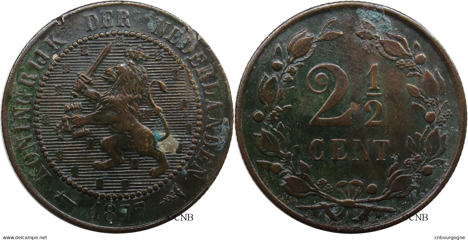 Pays-Bas - Royaume - Guillaume III - 2 1/2 Cents 1877 - TTB/XF45 ! - Mon4044 - 1849-1890: Willem III.