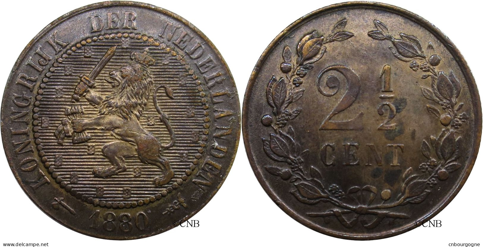 Pays-Bas - Royaume - Guillaume III - 2 1/2 Cents 1880 - SUP/AU55 - Mon4045 - 1849-1890: Willem III.