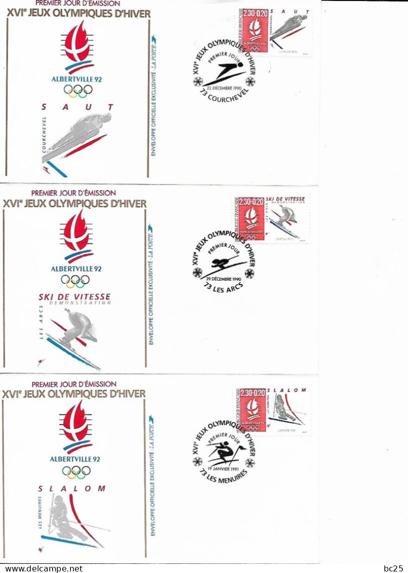 FRANCE -J.O.D'ALBERTVILLE 1992- FEUILLET N° 14 ET COMPLET 12 TRES BELLES ENVELOPPES NEUVES* * PARCOURS FLAMME 1er JOUR- - Briefe U. Dokumente