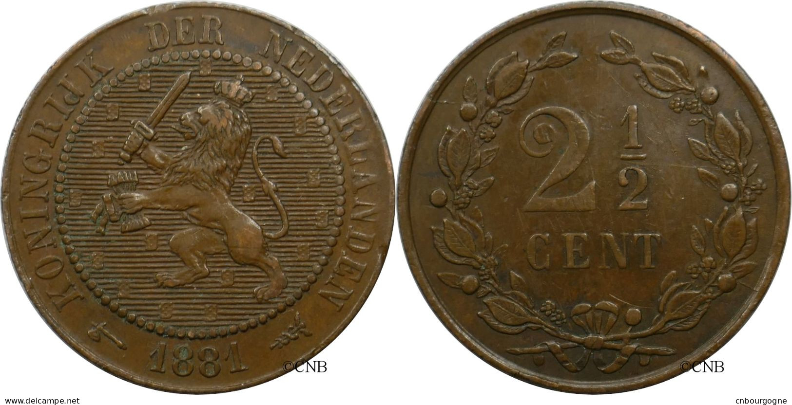 Pays-Bas - Royaume - Guillaume III - 2 1/2 Cents 1881 - TTB/XF45 - Mon5675 - 1849-1890: Willem III.