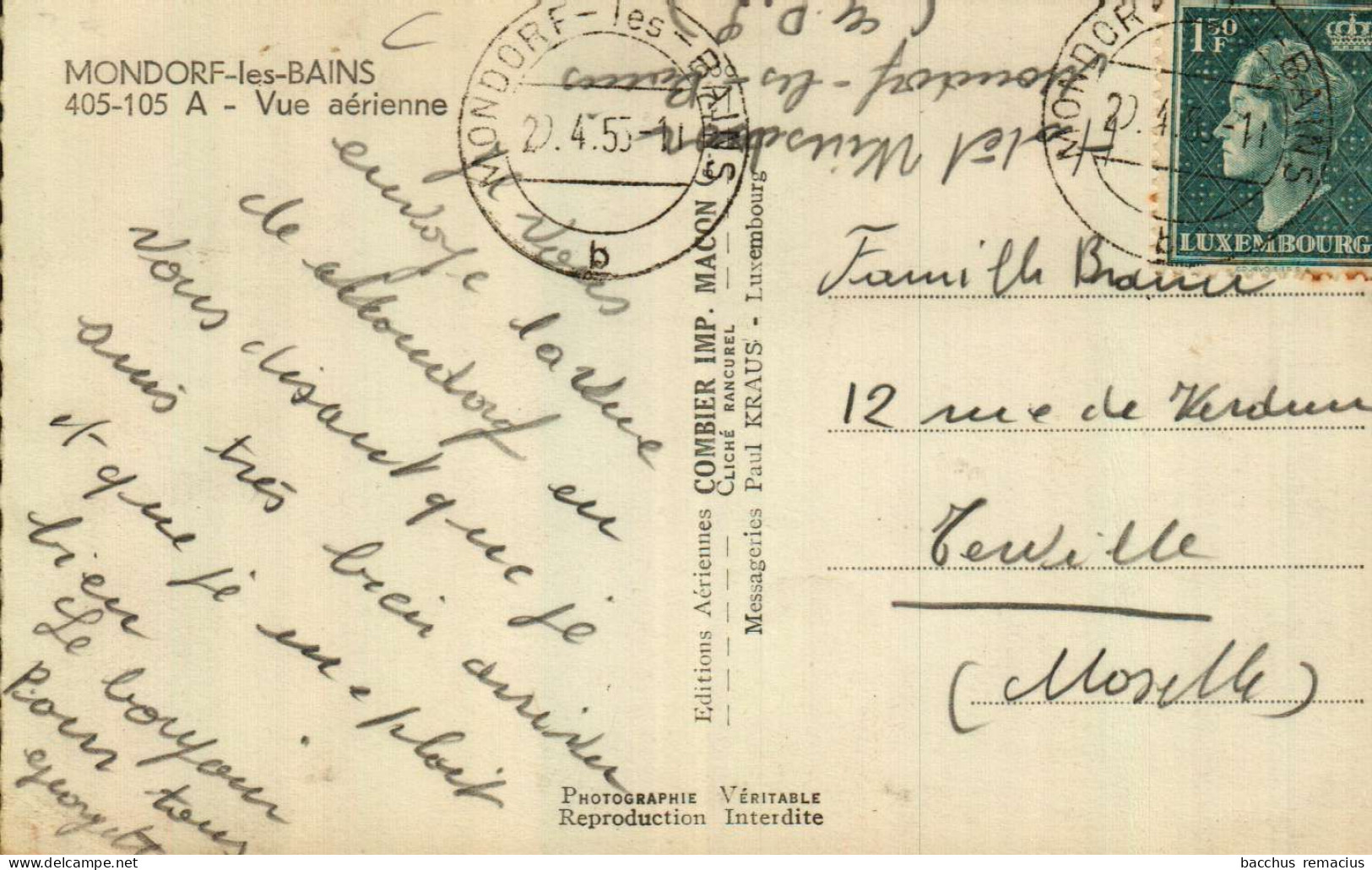 MONDORF-LES-BAINS - Vue Aérienne - C.I.M. Combier Imp.Macon Nr 405-105 A - Bad Mondorf
