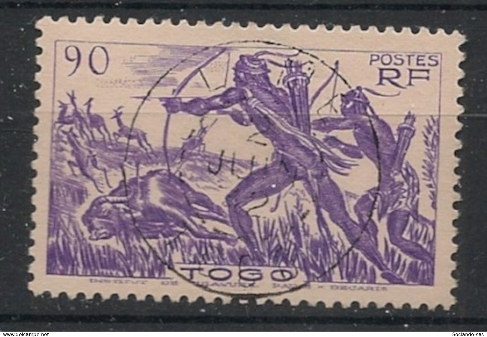 TOGO - 1941 - N°YT. 196 - Chasse à L'arc 90c - Oblitéré / Used - Used Stamps