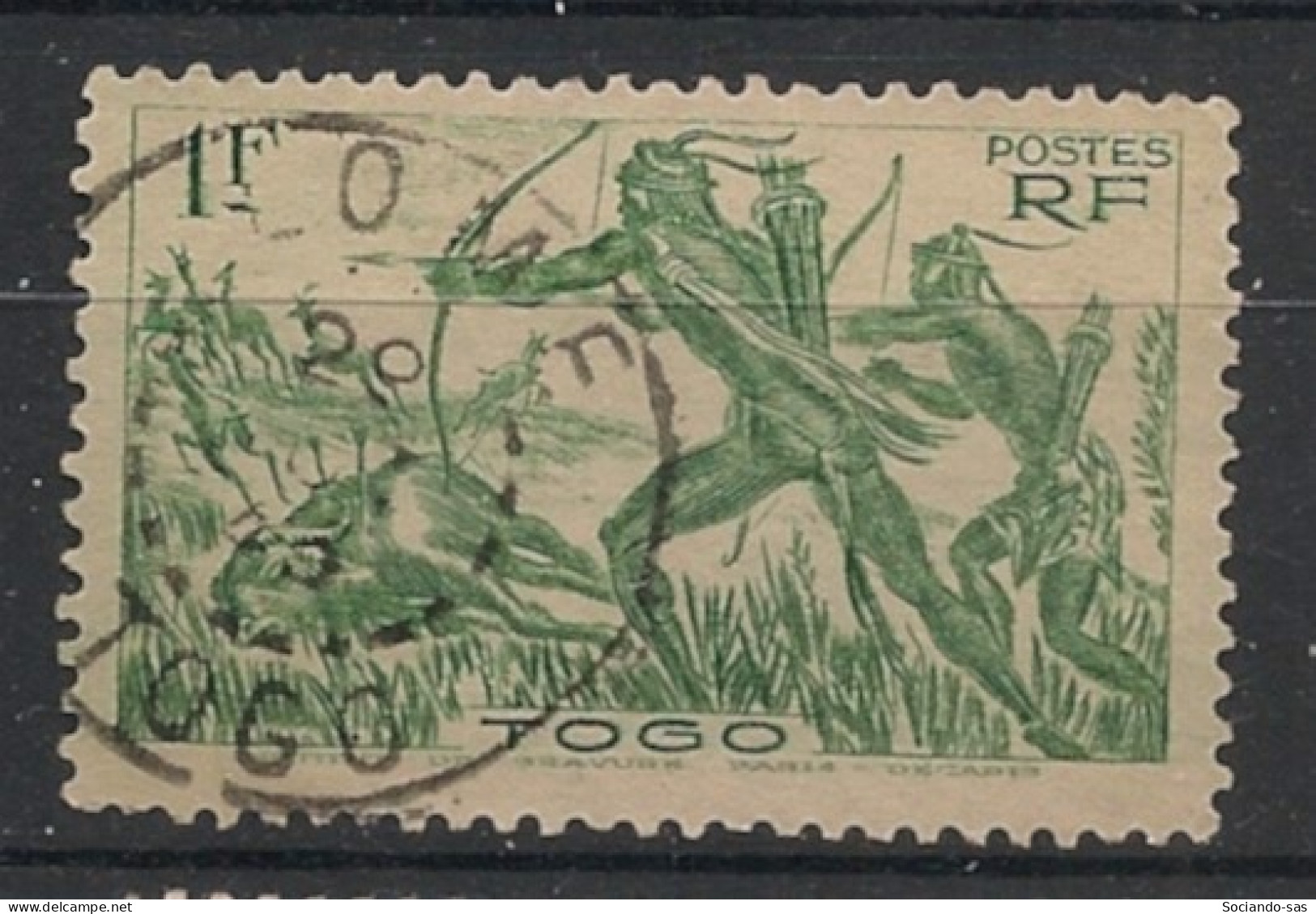 TOGO - 1941 - N°YT. 197 - Chasse à L'arc 1f - Oblitéré / Used - Used Stamps