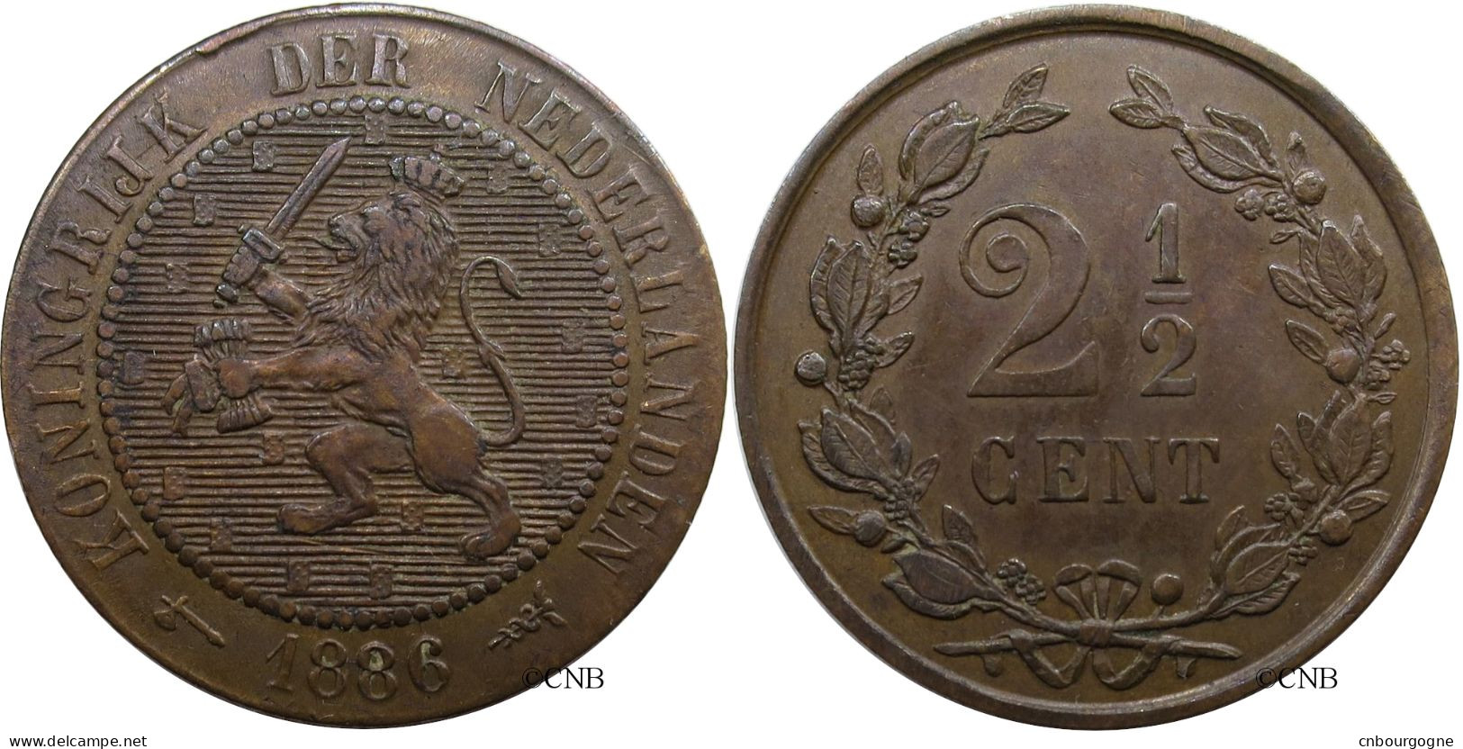 Pays-Bas - Royaume - Guillaume III - 2 1/2 Cents 1886 - TTB+/AU50 - Mon4048 - 1849-1890: Willem III.