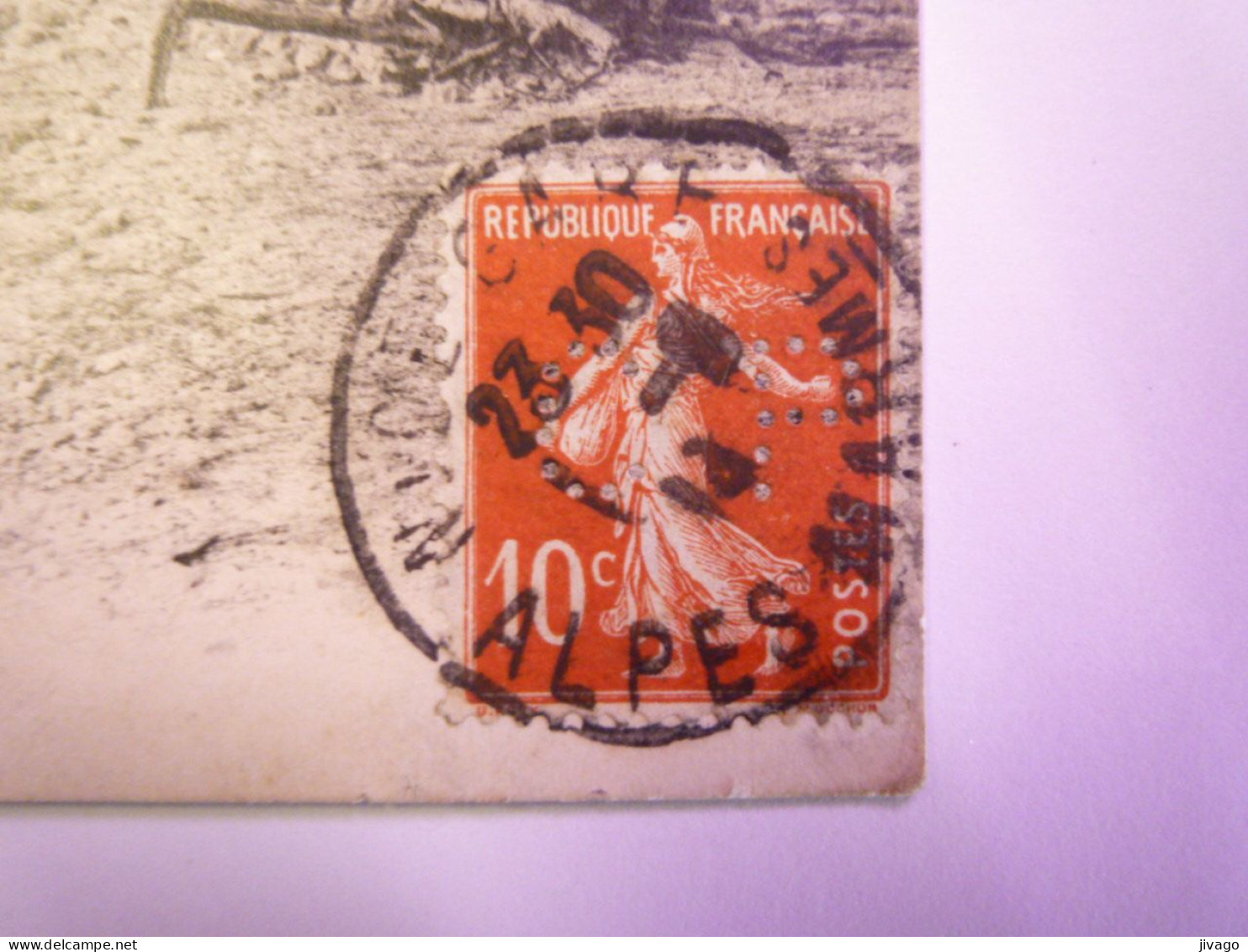 2024 - 1719  SEMEUSE  10 C  Perforée  C P  Sur Carte Postale De 1913   XXX - Covers & Documents