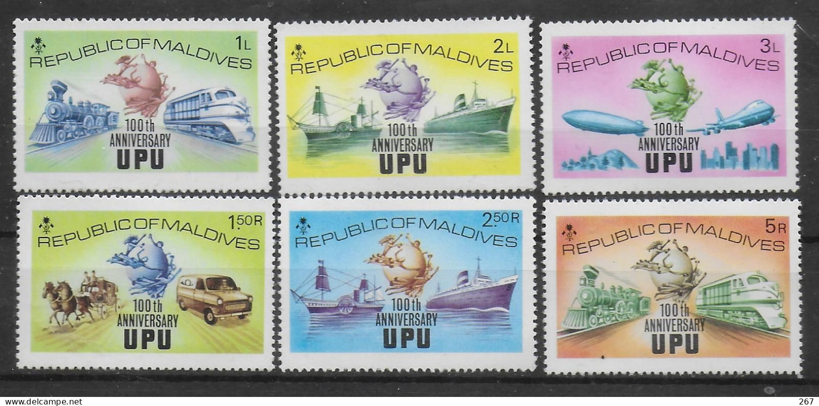 MALDIVES  N° 472/77  * * ( Cote 10e)  Upu  Avions Zeppelins Dirigeable Trains Bateaux Voitures - UPU (Unione Postale Universale)