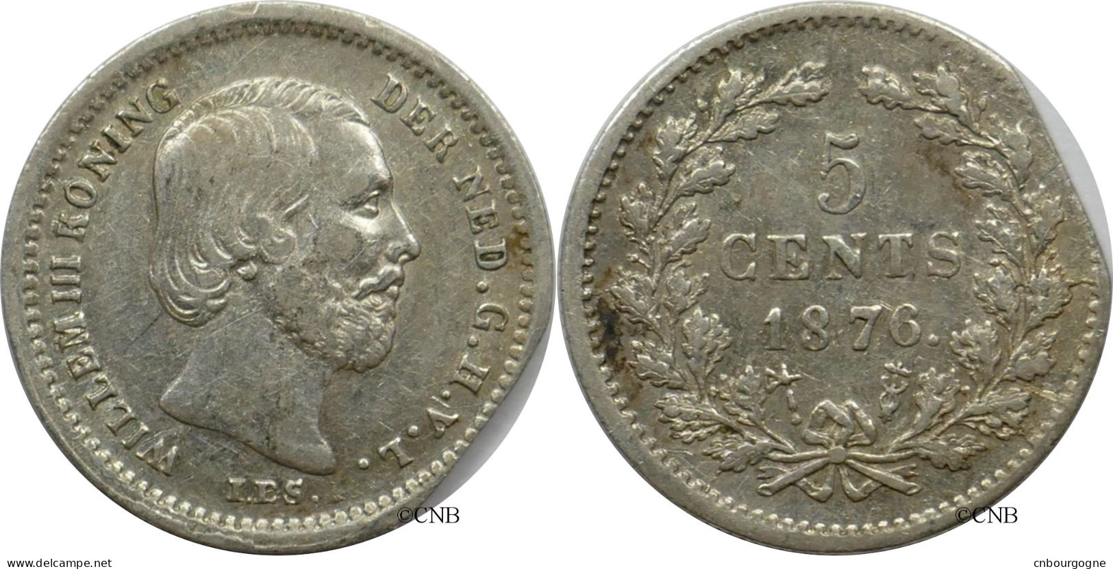 Pays-Bas - Royaume - Guillaume III - 5 Cents 1876. Flan De Bord De Feuille - TTB+/AU50 - Mon5707 - 1849-1890: Willem III.
