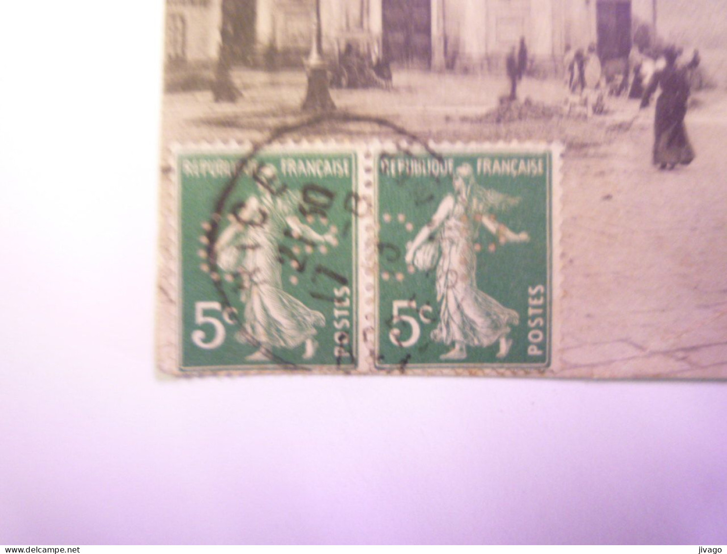 2024 - 1722  SEMEUSES  5 C  Perforées  C P  Sur Carte Postale De 1913   XXX - Lettres & Documents