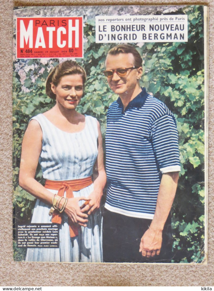 Journal Revue PARIS MATCH N° 484 - 19 Juillet 1958 Ingrid Bergmann Et Lars Schmidt Prochin Mariage - Pelé 17 Ans  * - Allgemeine Literatur