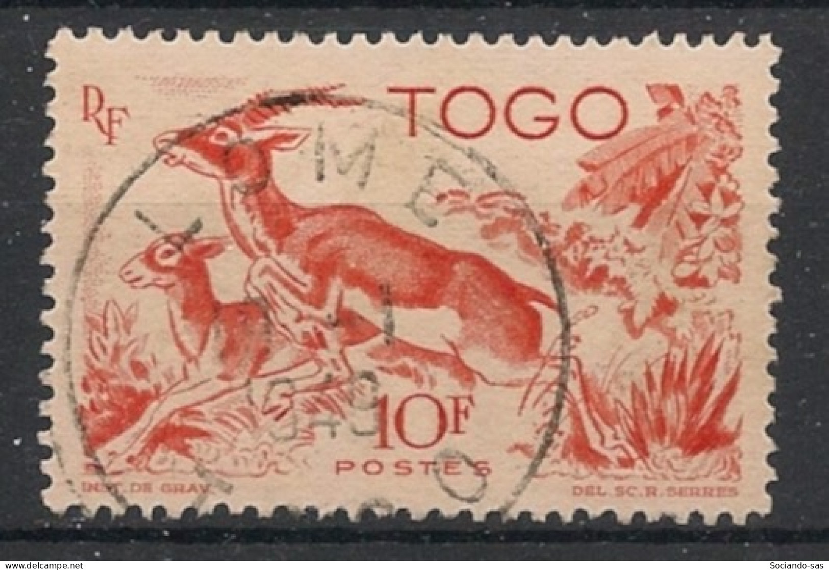 TOGO - 1947 - N°YT. 250 - Gazelle 10f Rouge - Oblitéré / Used - Gebraucht