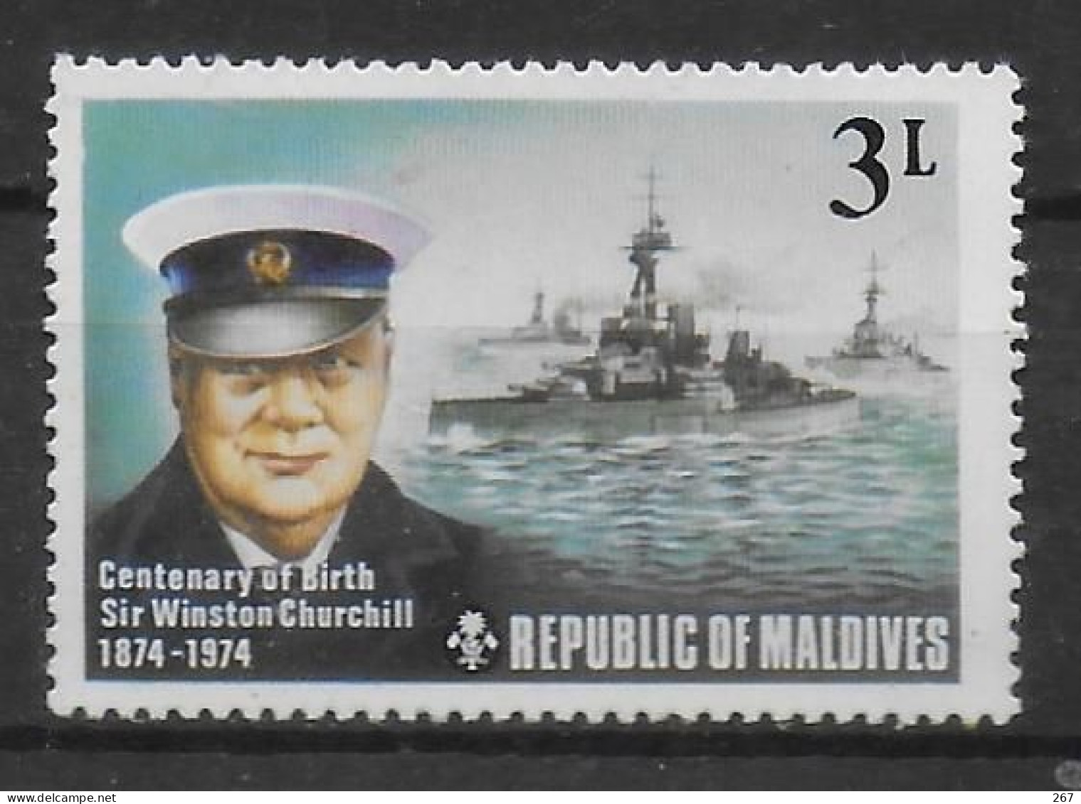 MALDIVES  N° 505  * *  Churchill  Bateaux Croiseur - Sir Winston Churchill