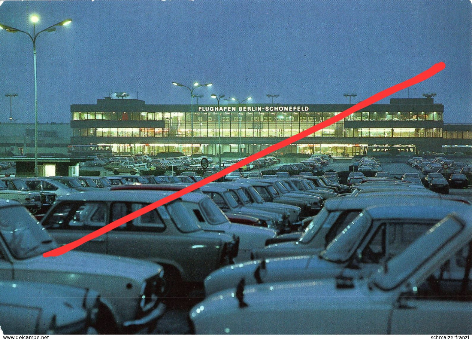 AK Berlin Schönefeld Flughafen Bei Nacht Airport Aeroport Empfangsgebäude Interflug BER Brandenburg International DDR - Schönefeld