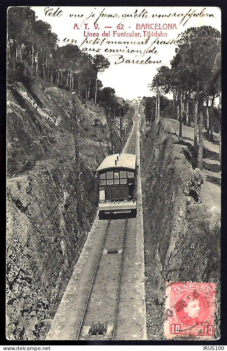 TIBIDABO - LINEA DEL FUNICULAR - BARCELONA - 1906 - - Seilbahnen